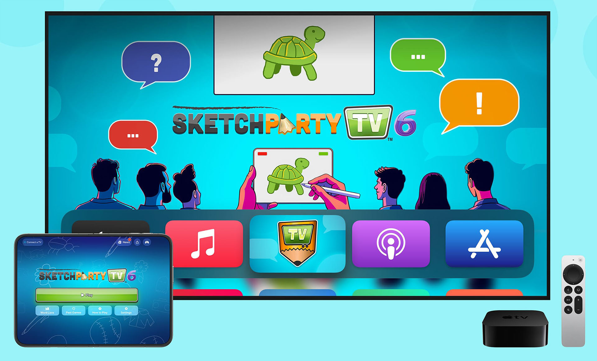 SketchParty TV 6 on Apple TV and iPad